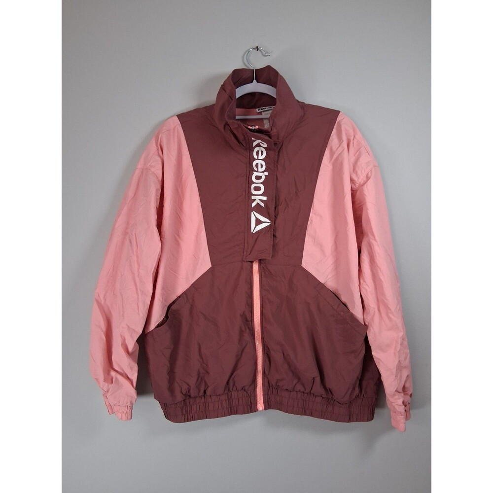 Reebok Colorblock Windbreaker Jacket XL Full Zip Pink 80s 90s Breakdance vintage